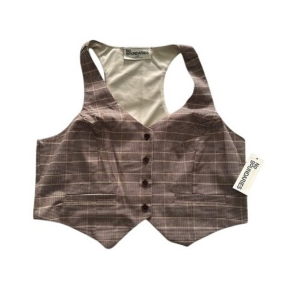No Boundaries Women M Plaid Vest Mini Skirt Set Clueless‎ Office Siren 90's Y2K - Picture 5 of 10